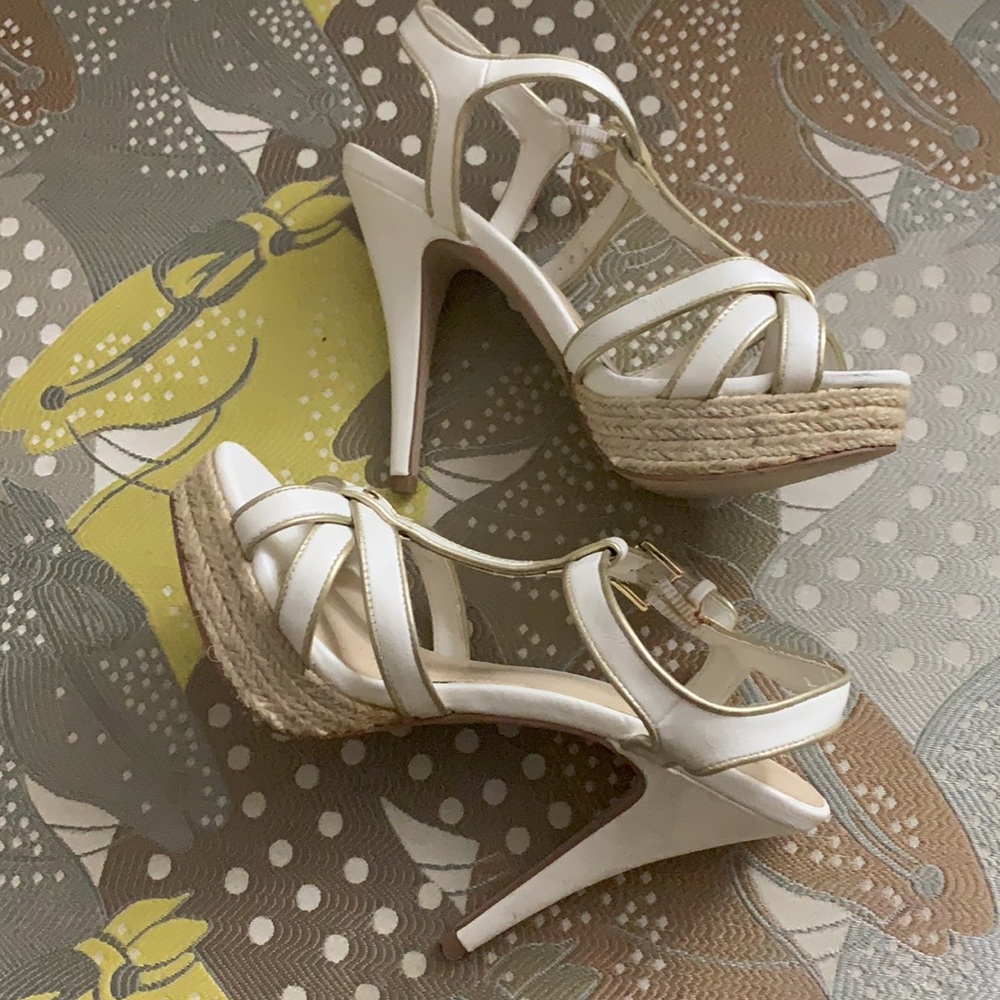 Elle-White/Gold-Size 6.5 - Never Worn Heels
